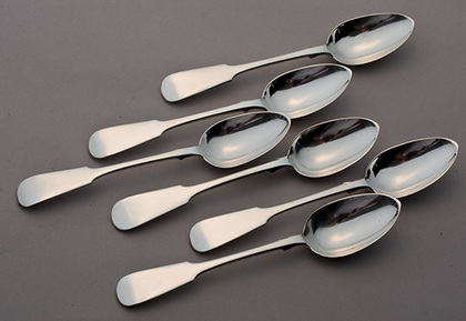 Scottish Silver Teaspoon and Sugartongs Set (6 Teaspoons, Sugartongs)